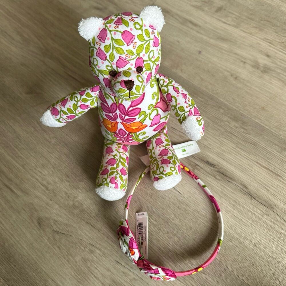 Vera Bradley Baby Lilli Bloom Pattern Teddy Bear & Rosette Headband